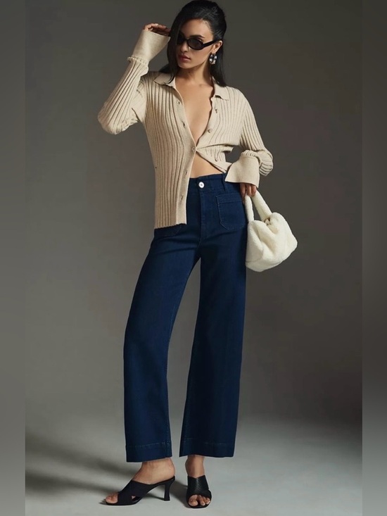Anthropologie Denim - Anthropologie The Colette Denim Cropped Wide-Leg Jeans by Maeve size 27 Dark